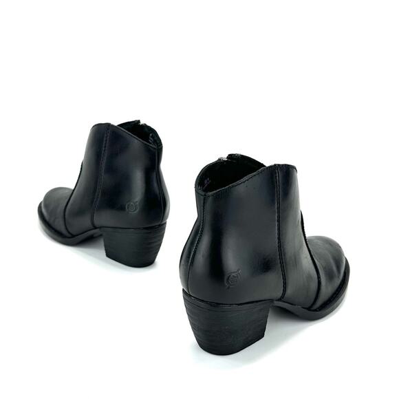 Born Women Black Western Ankle Boot Sz 8 Genuine Leather Cushioned Cowboy Bootie - Picture 10 of 15